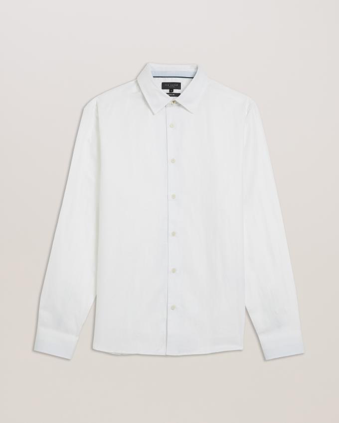 Chemises Ted Baker Long Sleeve Linen Cotton Blanche Homme | WWS-25571678